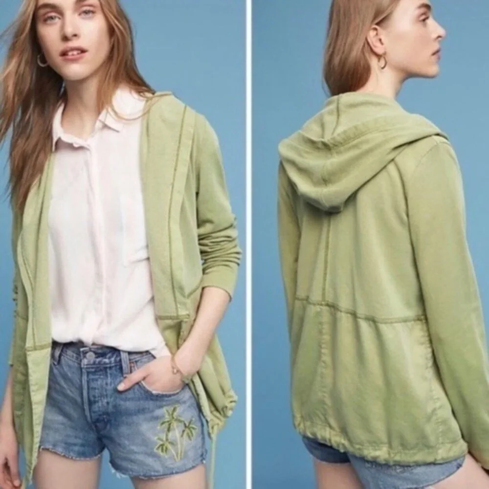 Anthropologie Postmark Green Anorak Open Hoodie Jacket - 29762